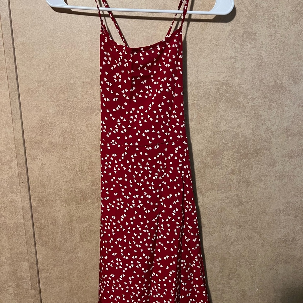 Elegant Red Heart Print Dress